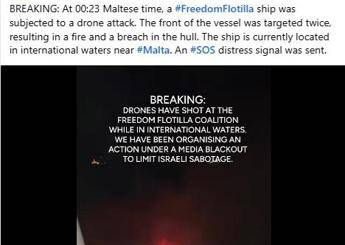 Attacco di droni colpita nave con aiuti umanitari per Gaza doveva imbarcarsi anche Greta Thunberg Video