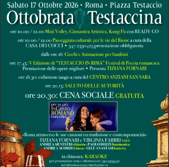 Roma al I Municipio torna lOttobrata Testaccina giornata gratuita tra tradizione poesia concerti e cena sociale